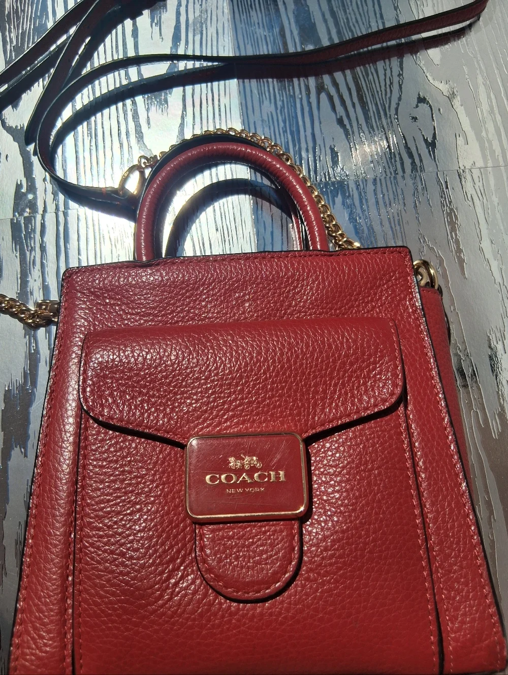 Coach Red Pebbled Leather Crossbody Bag With Matching Wallet - Picture 2 of 7